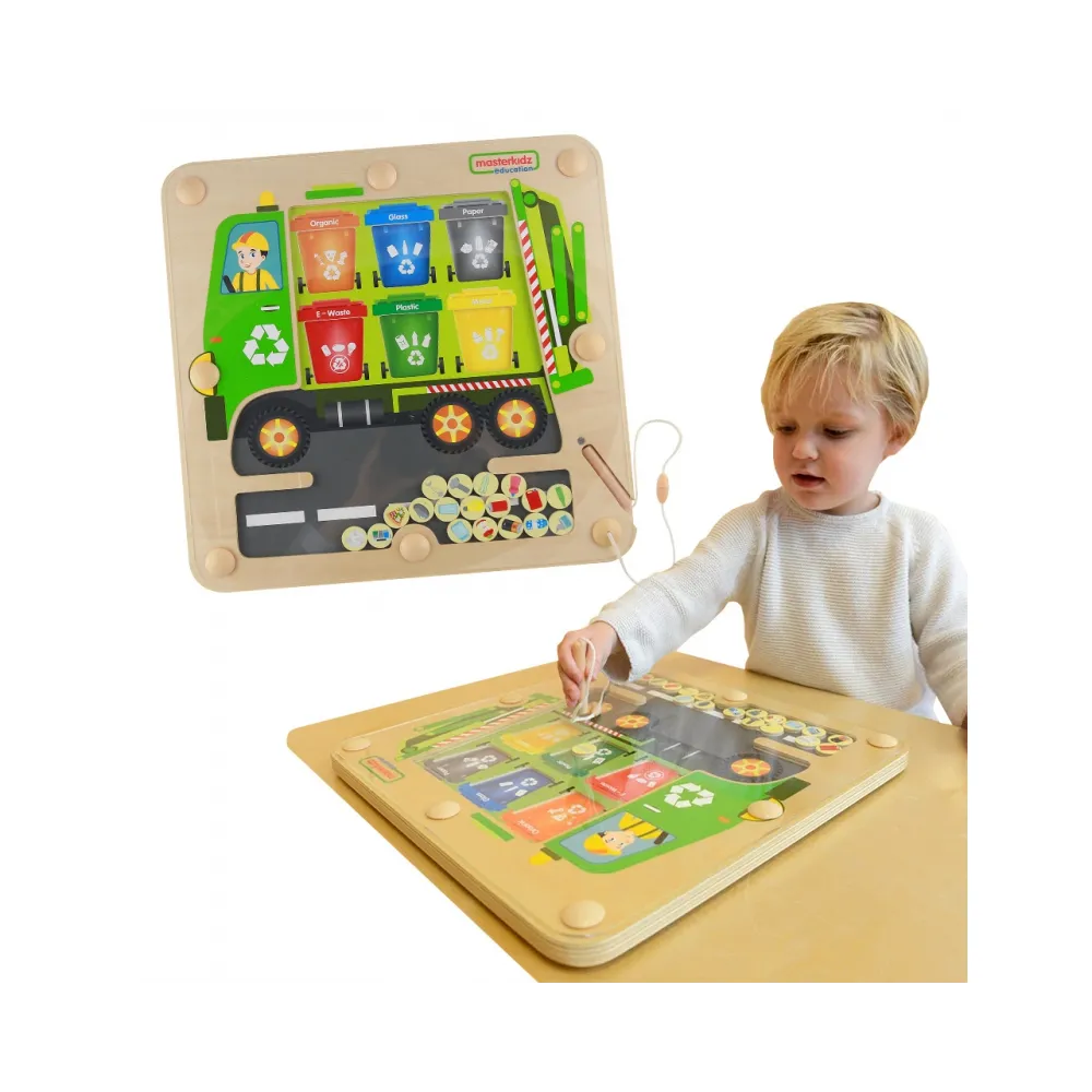 MASTERKIDZ Tablica Magnetyczna Segregowanie Odpadów Ciężarówka do Recyklingu Montessori