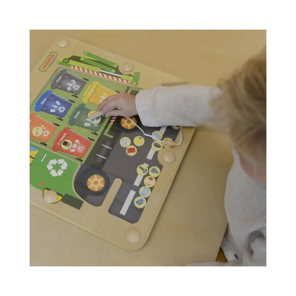 MASTERKIDZ Tablica Magnetyczna Segregowanie Odpadów Ciężarówka do Recyklingu Montessori