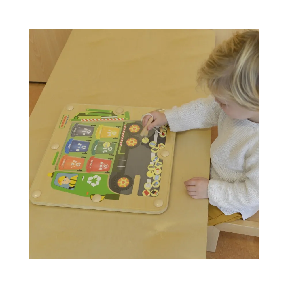 MASTERKIDZ Tablica Magnetyczna Segregowanie Odpadów Ciężarówka do Recyklingu Montessori
