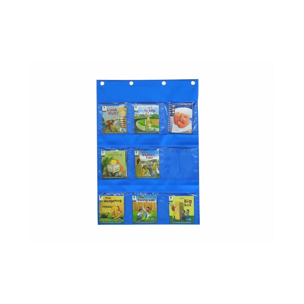 MASTERKIDZ Materiałowy Arkusz Do Wieszania Z Kieszonkami Na Książki i Obrazki Niebieski