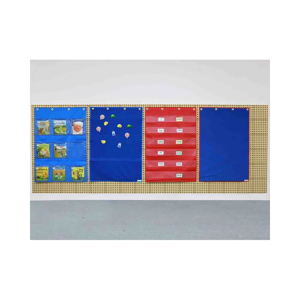 MASTERKIDZ Materiałowy Arkusz Do Wieszania Z Kieszonkami Na Książki i Obrazki Niebieski