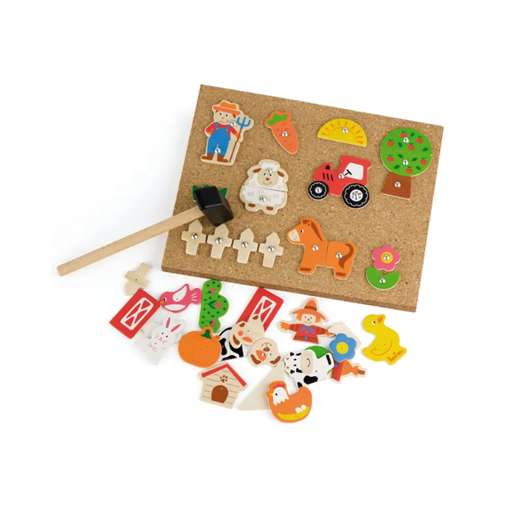 VIGA Przybijanka Drewniana Farma Tablica Korkowa Montessori