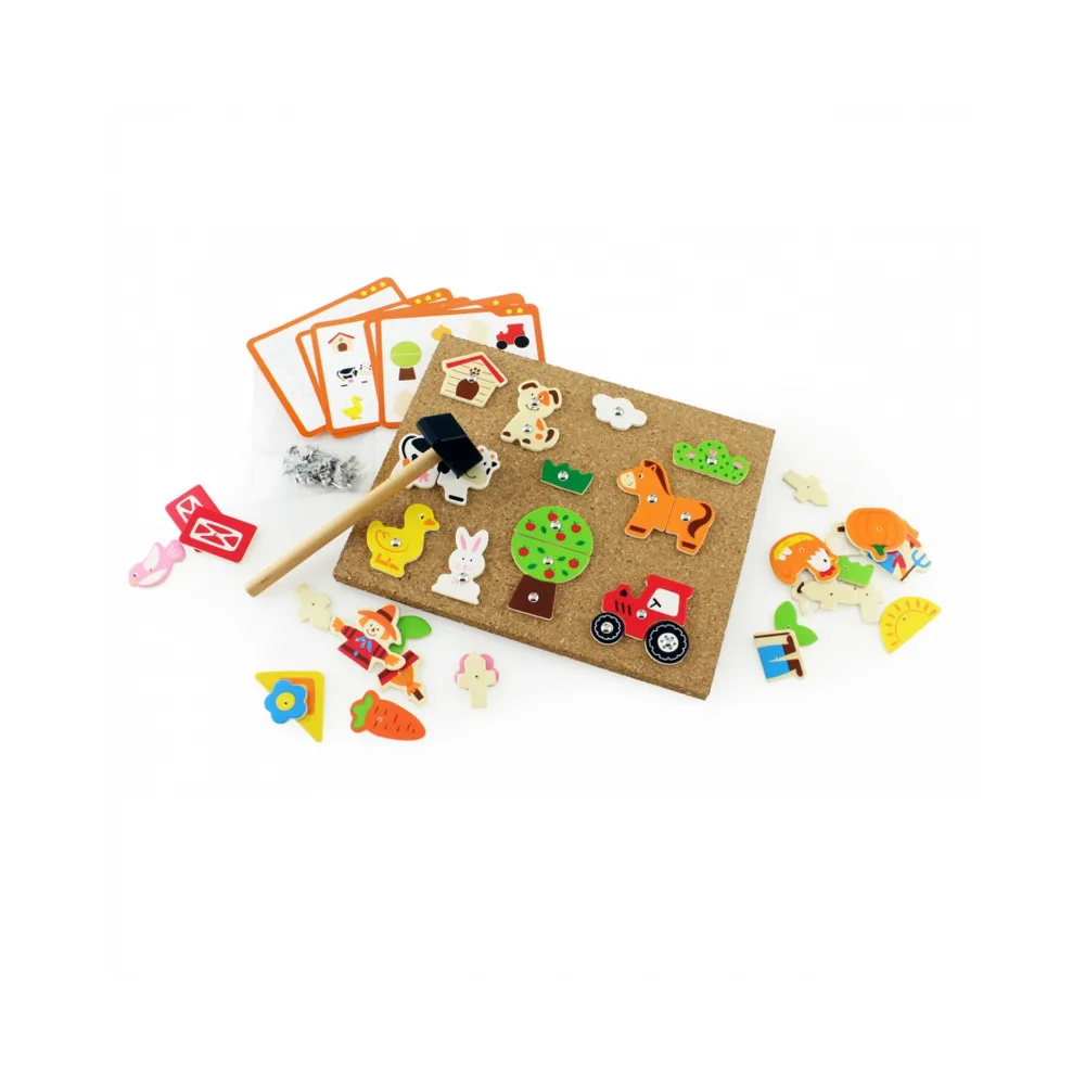 VIGA Przybijanka Drewniana Farma Tablica Korkowa Montessori