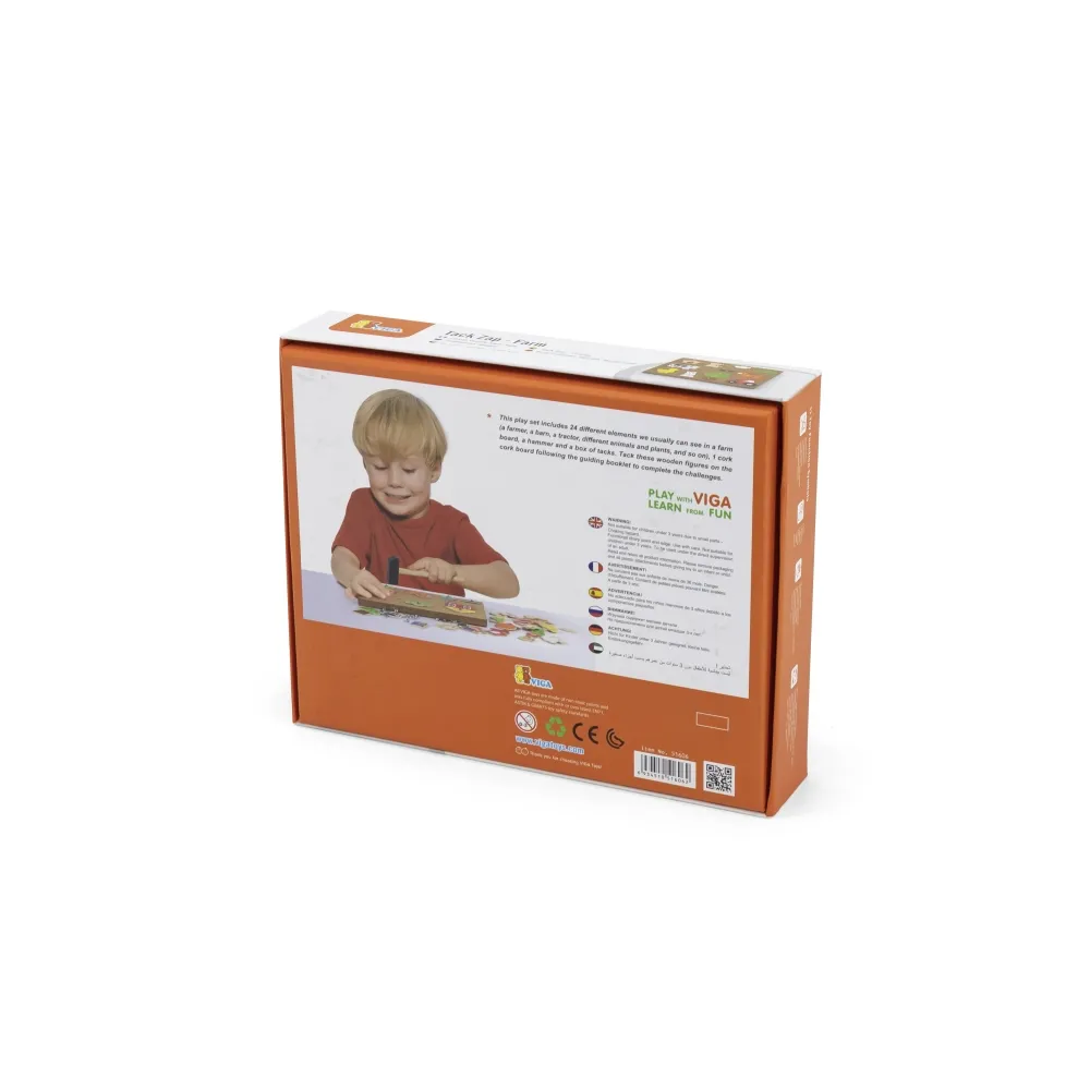VIGA Przybijanka Drewniana Farma Tablica Korkowa Montessori