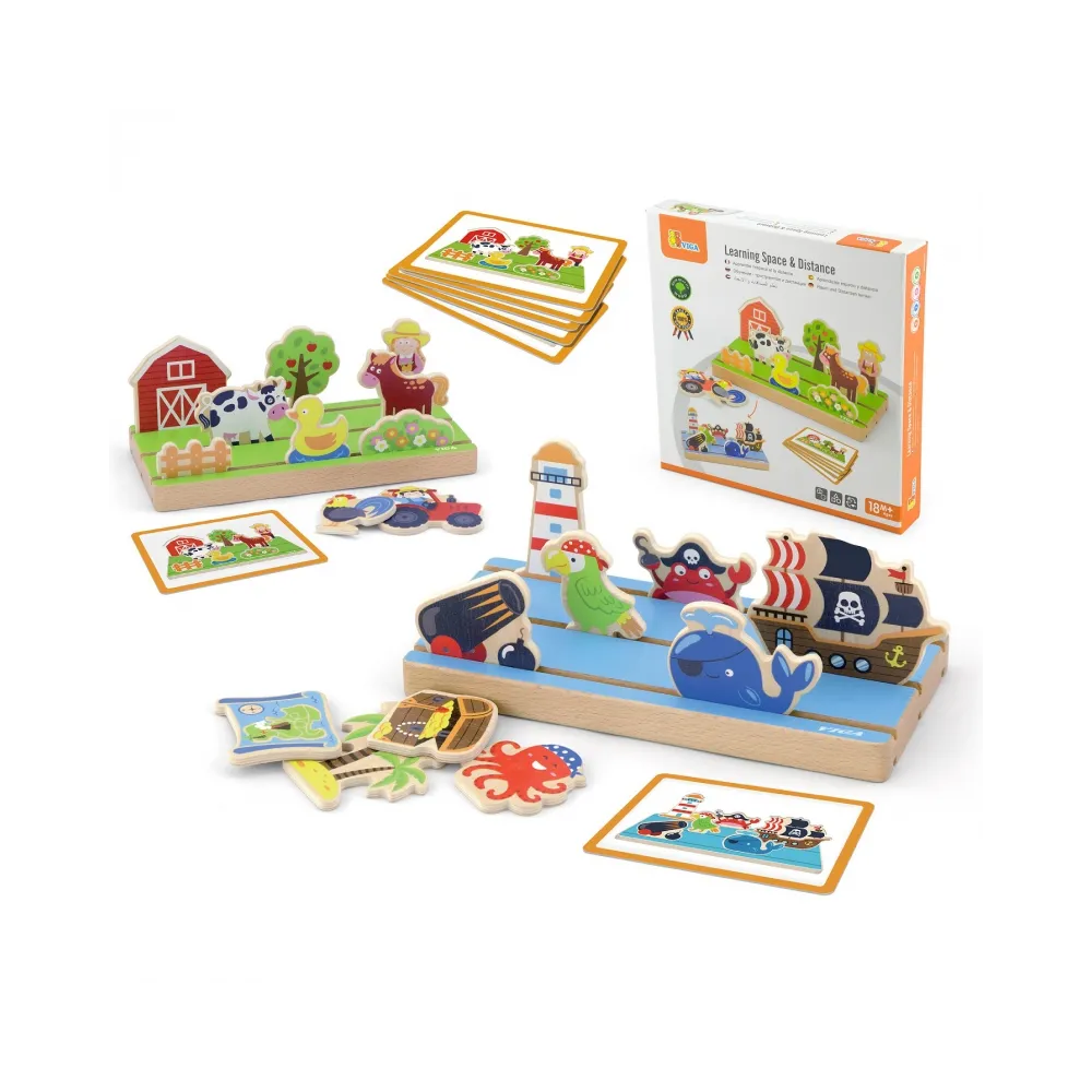 VIGA Drewniana Układanka Edukacyjna Nauka Odległosci 2w1