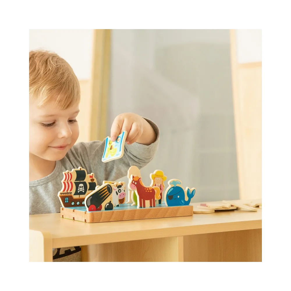 VIGA Drewniana Układanka Edukacyjna Nauka Odległosci 2w1