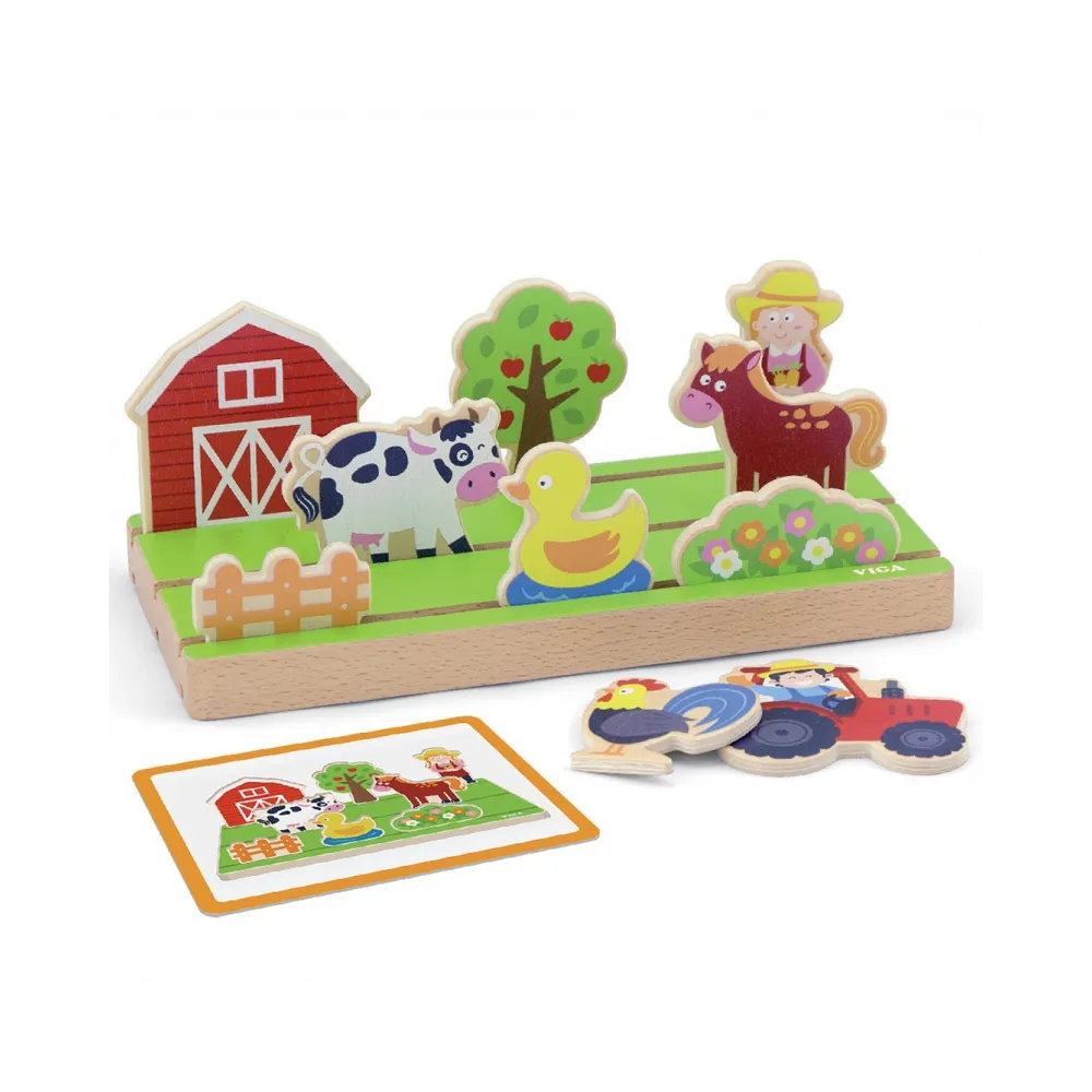 VIGA Drewniana Układanka Edukacyjna Nauka Odległosci 2w1