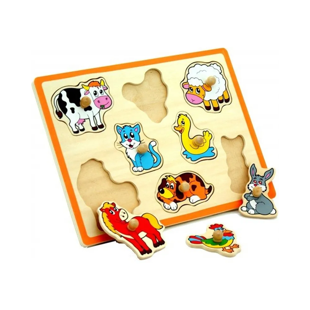VIGA Drewniane Puzzle Zwierzęta z Farmy Układanka