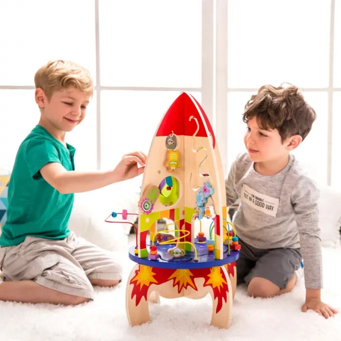 Wielofunkcyjna rakieta edukacyjna z naturalnego drewna