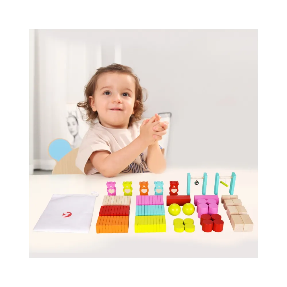 CLASSIC WORLD Drewniane Domino dla Dzieci Misie 105 el.