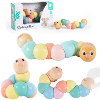 Kolorowa drewniana gąsienica Classic World do skręcania i wyginania