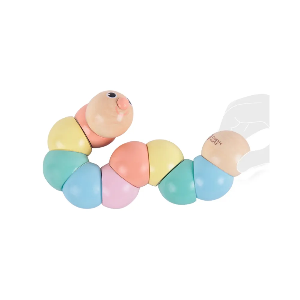 Gąsienica Classic World z drewna w wielu kolorach dla maluchów