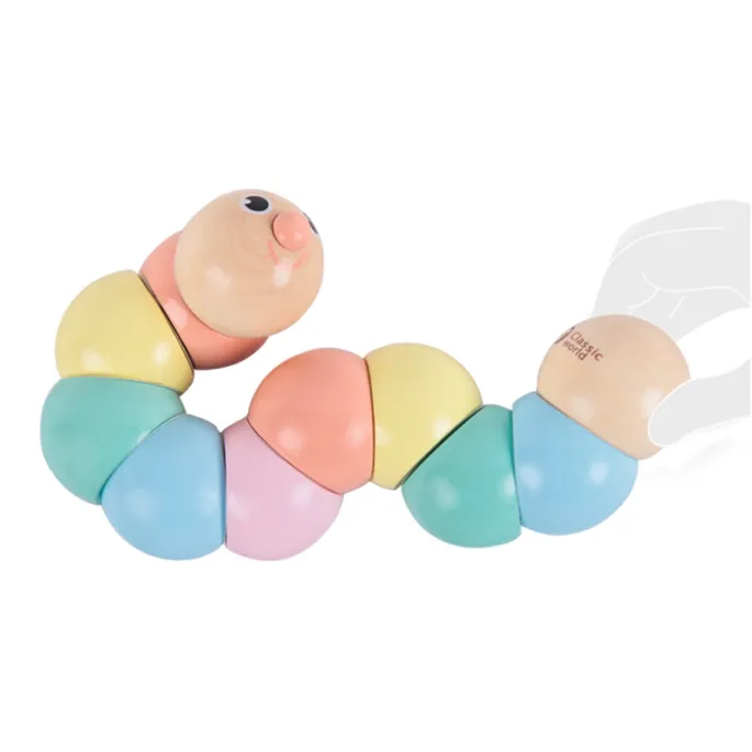 Gąsienica Classic World z drewna w wielu kolorach dla maluchów