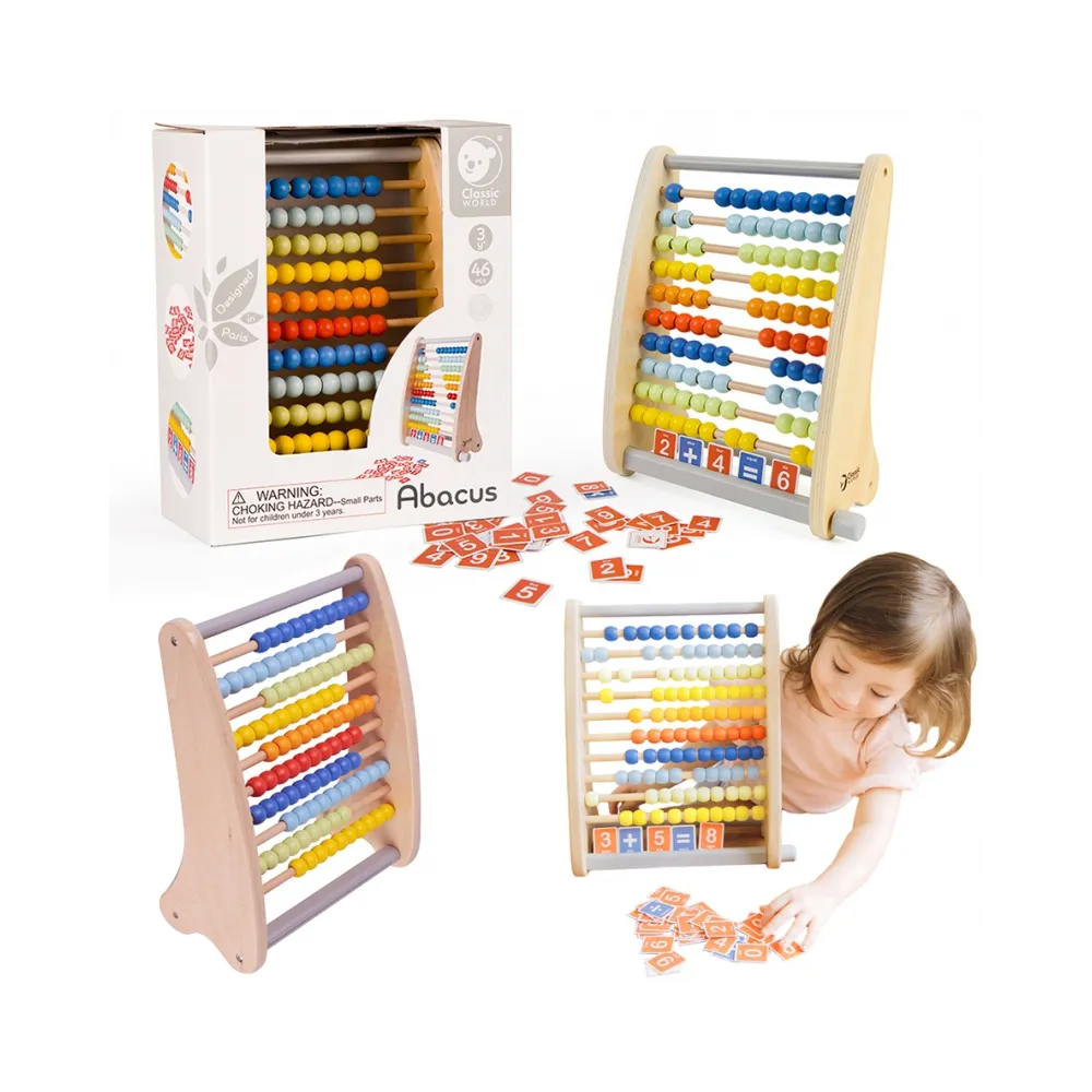 CLASSIC WORLD Drewniane Liczydło + Działania Matematyczne 46 el.