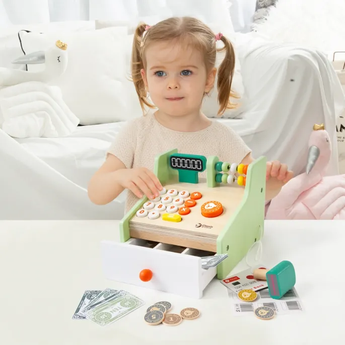 Interaktywna kasa z pieniędzmi i skanerem do zabawy