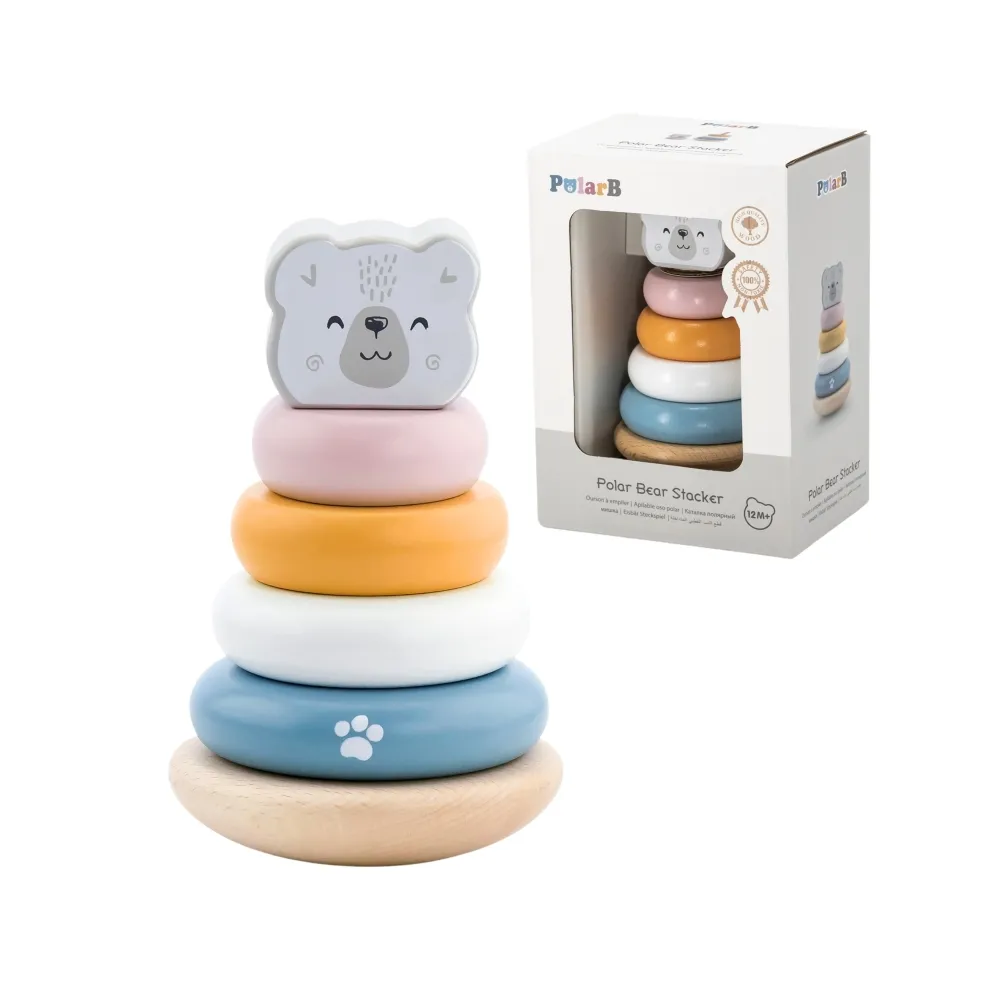 VIGA PolarB Drewniana Piramidka edukacyjna - Miś Polarny