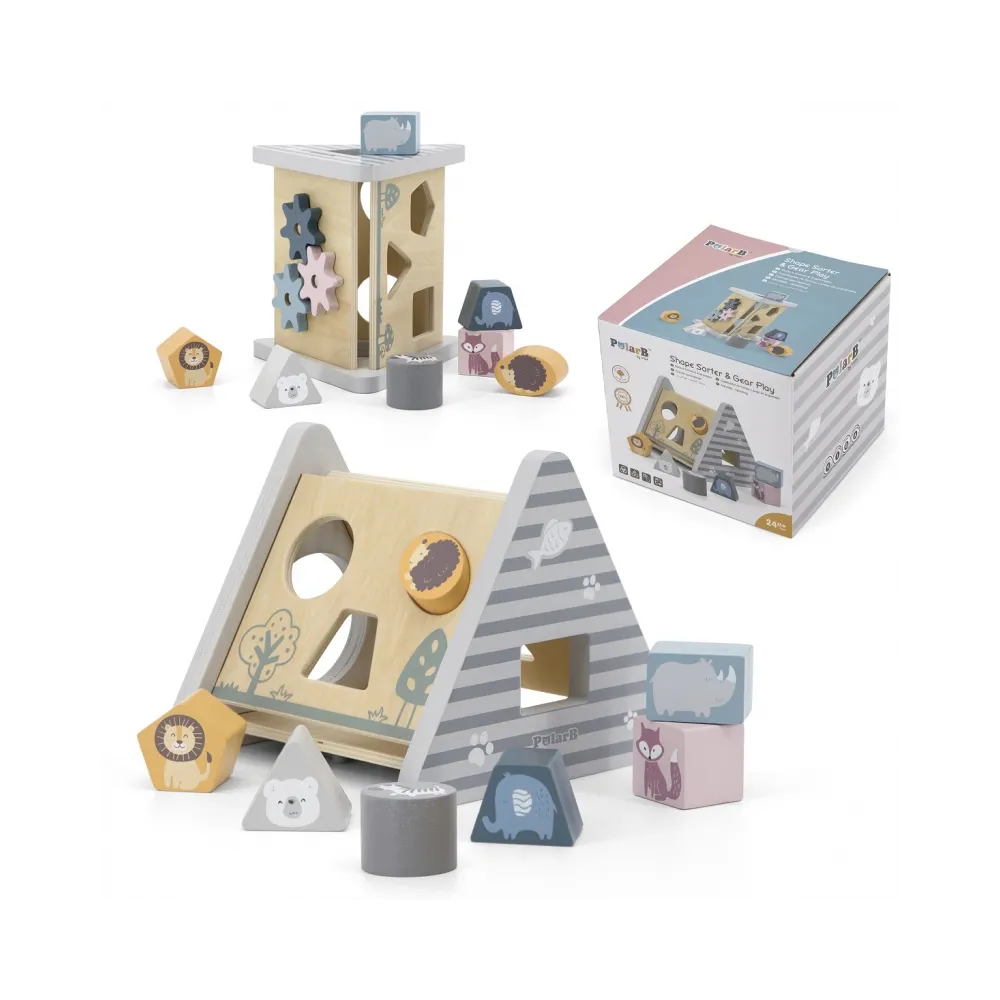 VIGA PolarB Drewniany sorter z klockami piramida Układanka