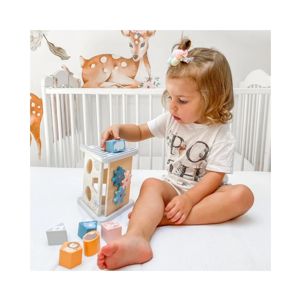 VIGA PolarB Drewniany sorter z klockami piramida Układanka