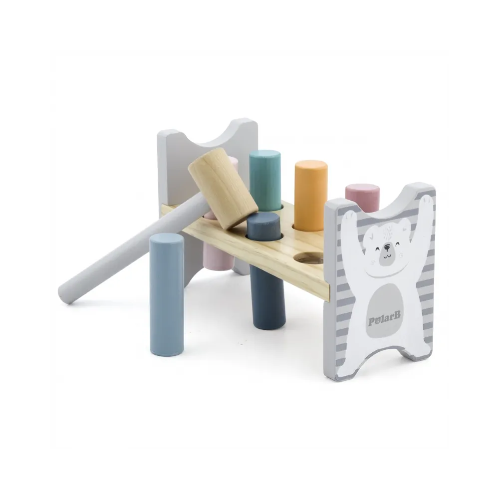 VIGA PolarB Drewniana Ławeczka Przebijanka Wbijanka z Młotkiem - Montessori