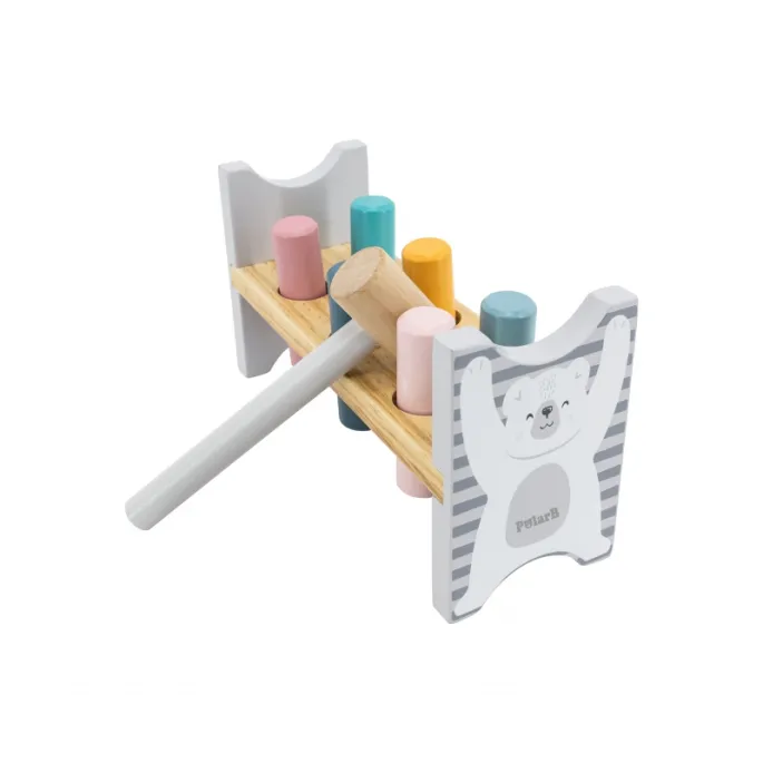 Kolorowa ławka do wbijania kołków – zabawka drewniana PolarB