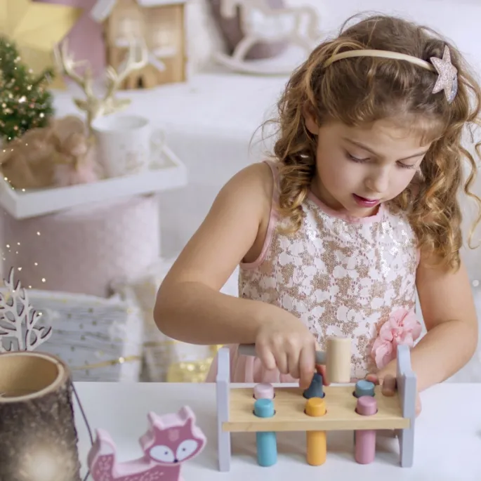 Zestaw edukacyjny VIGA PolarB z młotkiem i pastelowymi kołkami