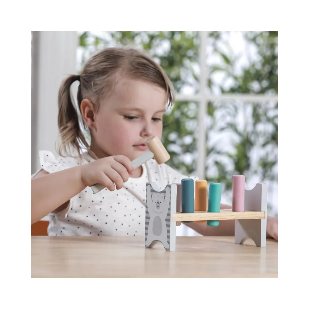 VIGA PolarB Drewniana Ławeczka Przebijanka Wbijanka z Młotkiem - Montessori