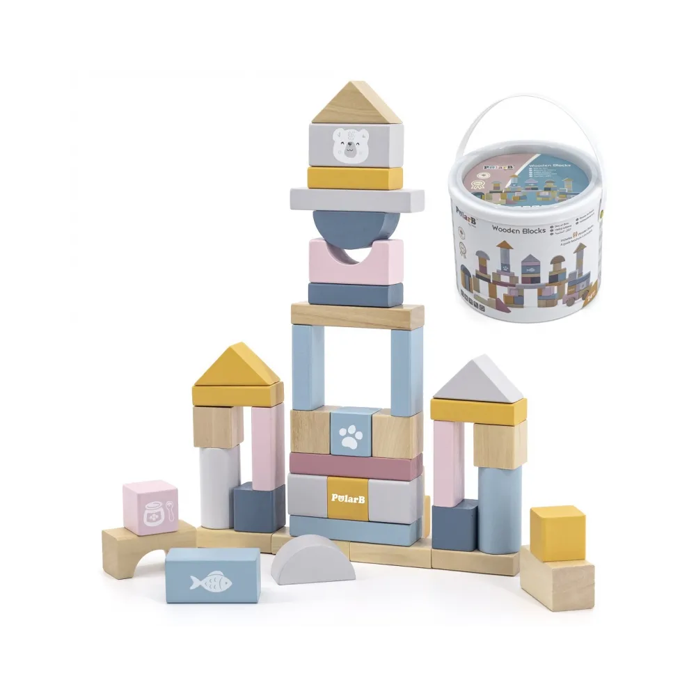 Drewniane klocki VIGA PolarB w praktycznym wiaderku dla dzieci