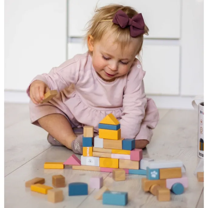 Kolorowe klocki drewniane rozwijające kreatywność i umiejętności