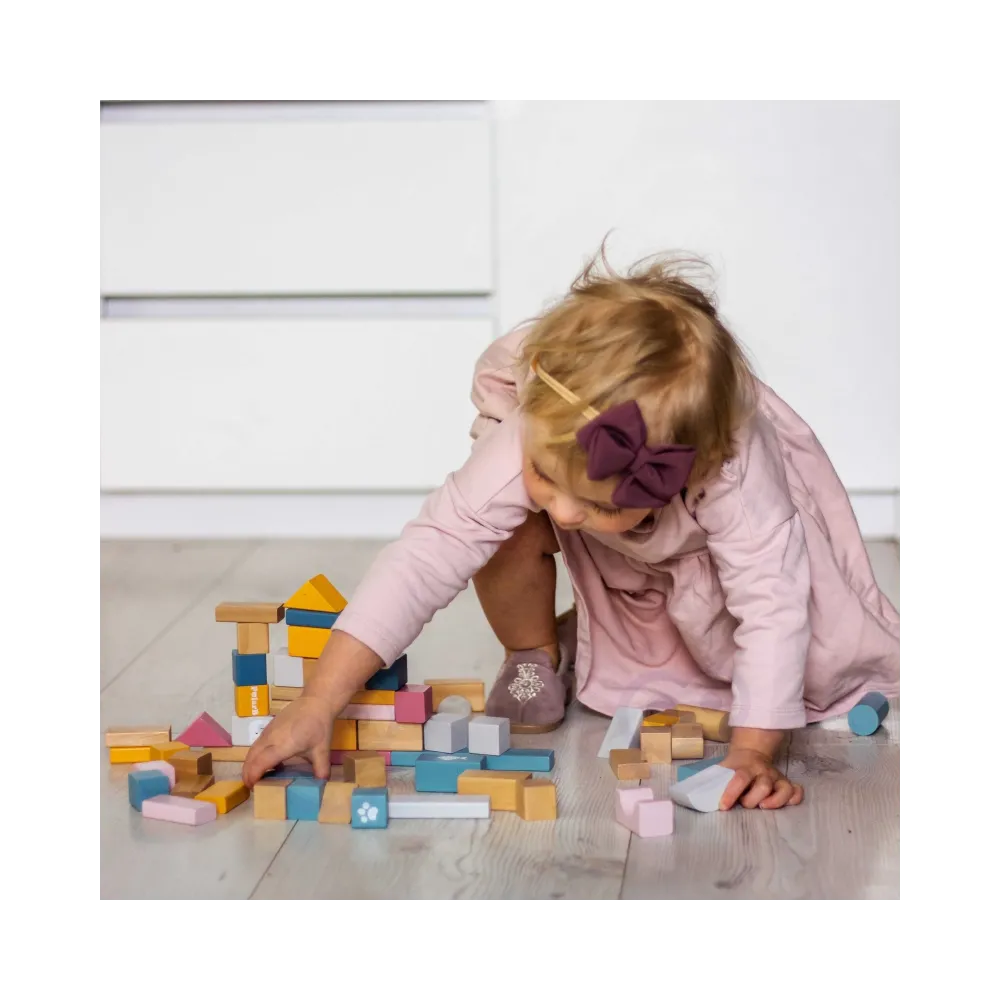 Bezpieczne i ekologiczne klocki VIGA w kolorowym wiaderku