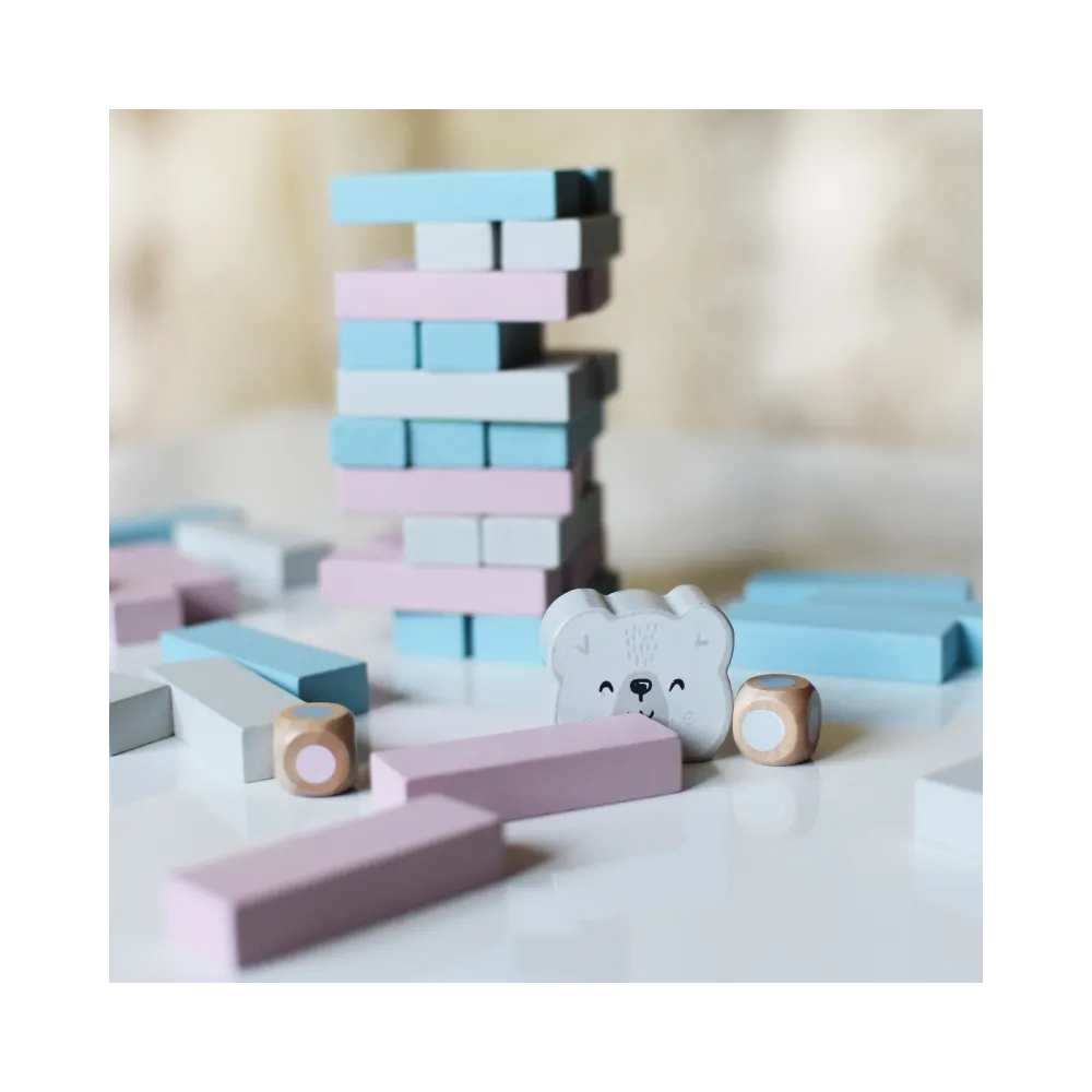 VIGA PolarB Drewniana Gra Wieża Układanka Pastelowa