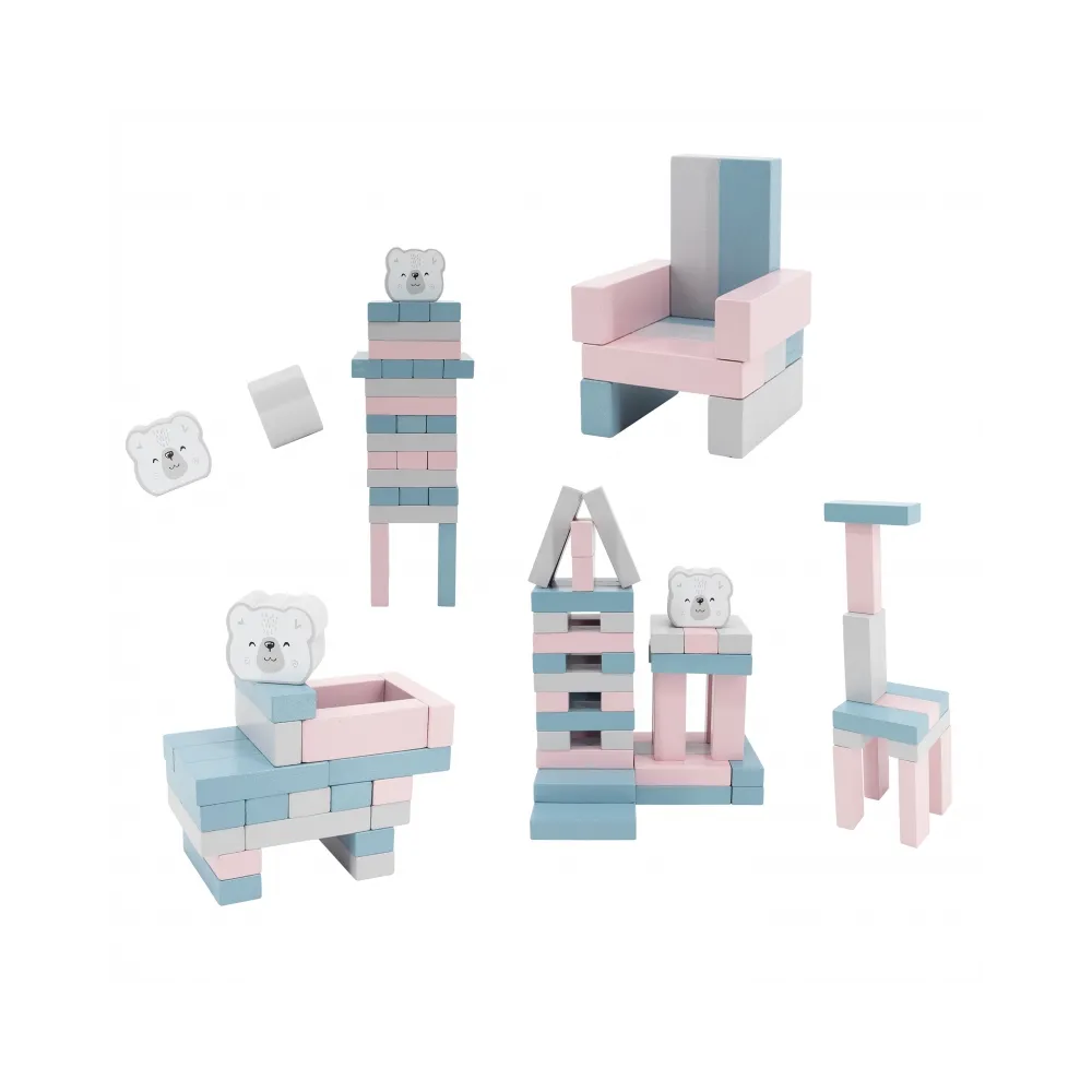 VIGA PolarB Drewniana Gra Wieża Układanka Pastelowa