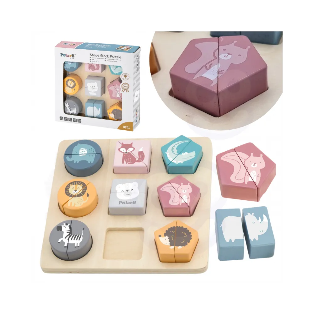 VIGA PolarB Drewniana Układanka Klocki - Zwierzątka