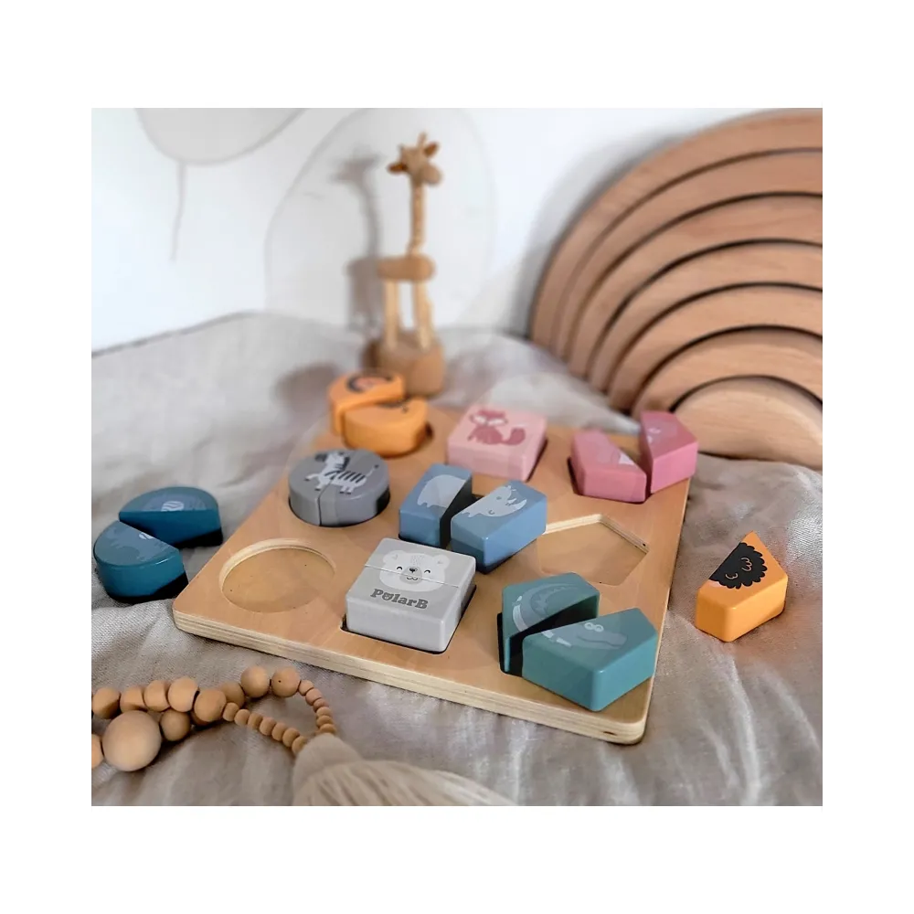 VIGA PolarB Drewniana Układanka Klocki - Zwierzątka