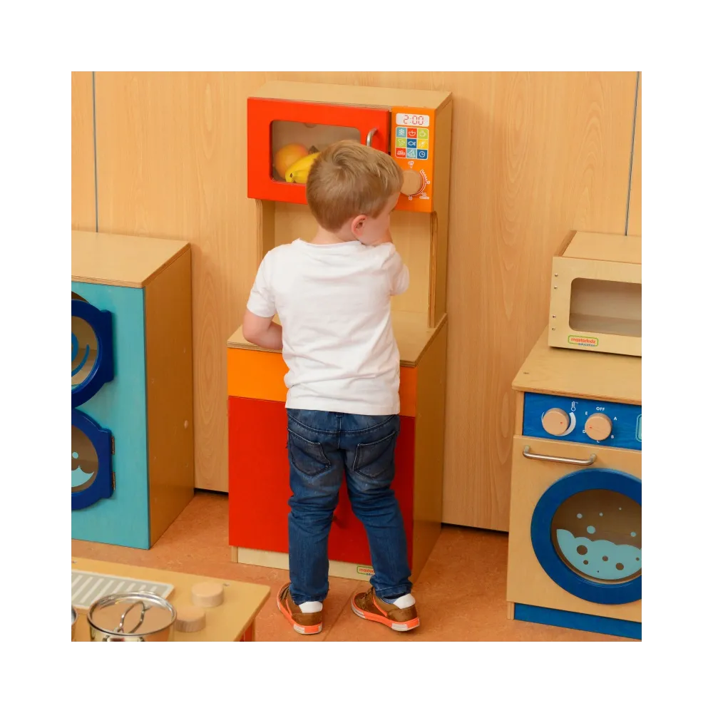 MASTERKIDZ Drewniany Regał Kuchenny Szafka do kuchni + mikrofalówka