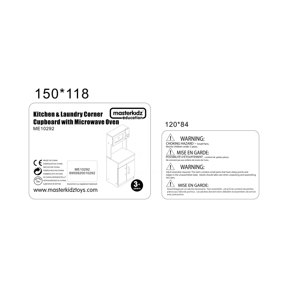MASTERKIDZ Drewniany Regał Kuchenny Szafka do kuchni + mikrofalówka