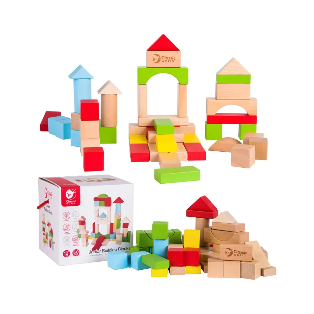 CLASSIC WORLD Drewniane Klocki Dla Dzieci 50 el.