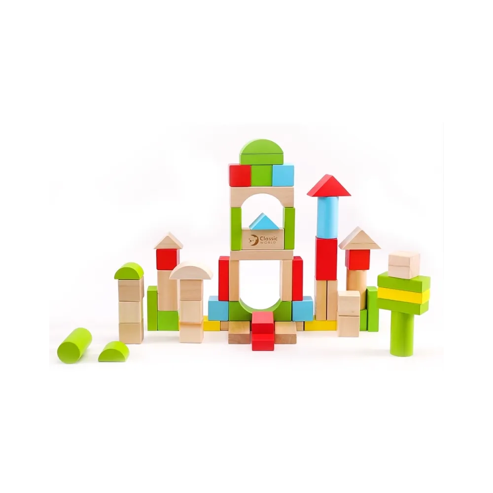 CLASSIC WORLD Drewniane Klocki Dla Dzieci 50 el.