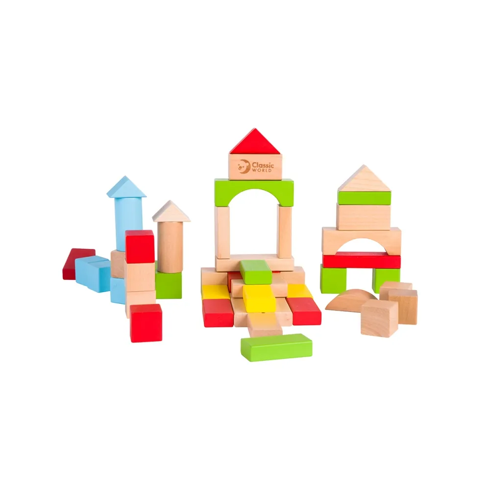 CLASSIC WORLD Drewniane Klocki Dla Dzieci 50 el.