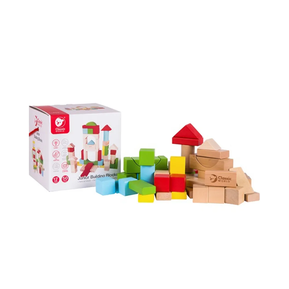 CLASSIC WORLD Drewniane Klocki Dla Dzieci 50 el.