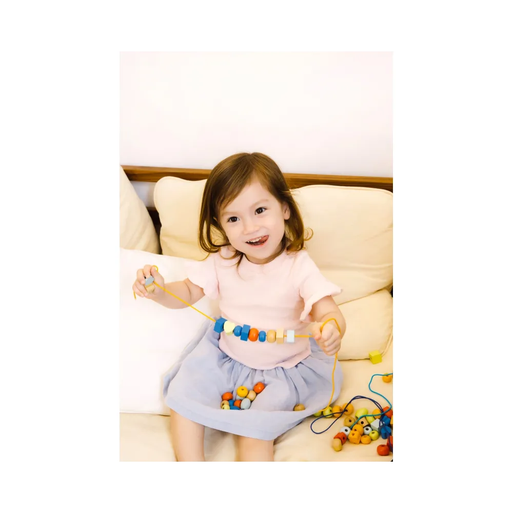 CLASSIC WORLD Drewniane Koraliki Do Nawlekania 96 elementów