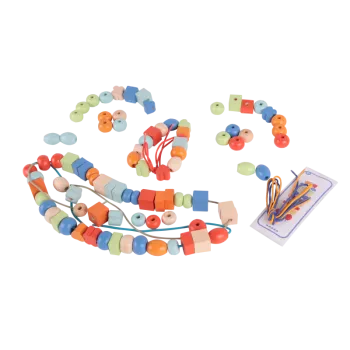 CLASSIC WORLD Drewniane Koraliki Do Nawlekania 96 elementów