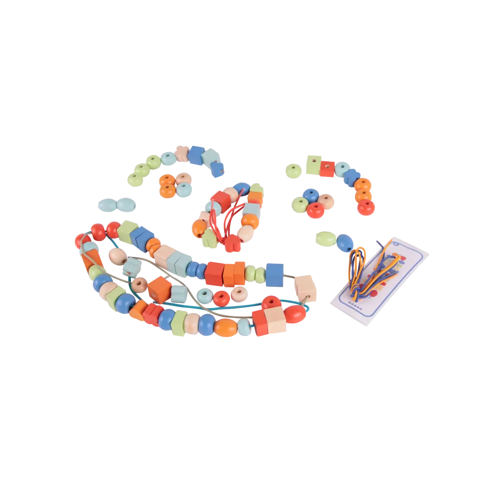 CLASSIC WORLD Drewniane Koraliki Do Nawlekania 96 elementów