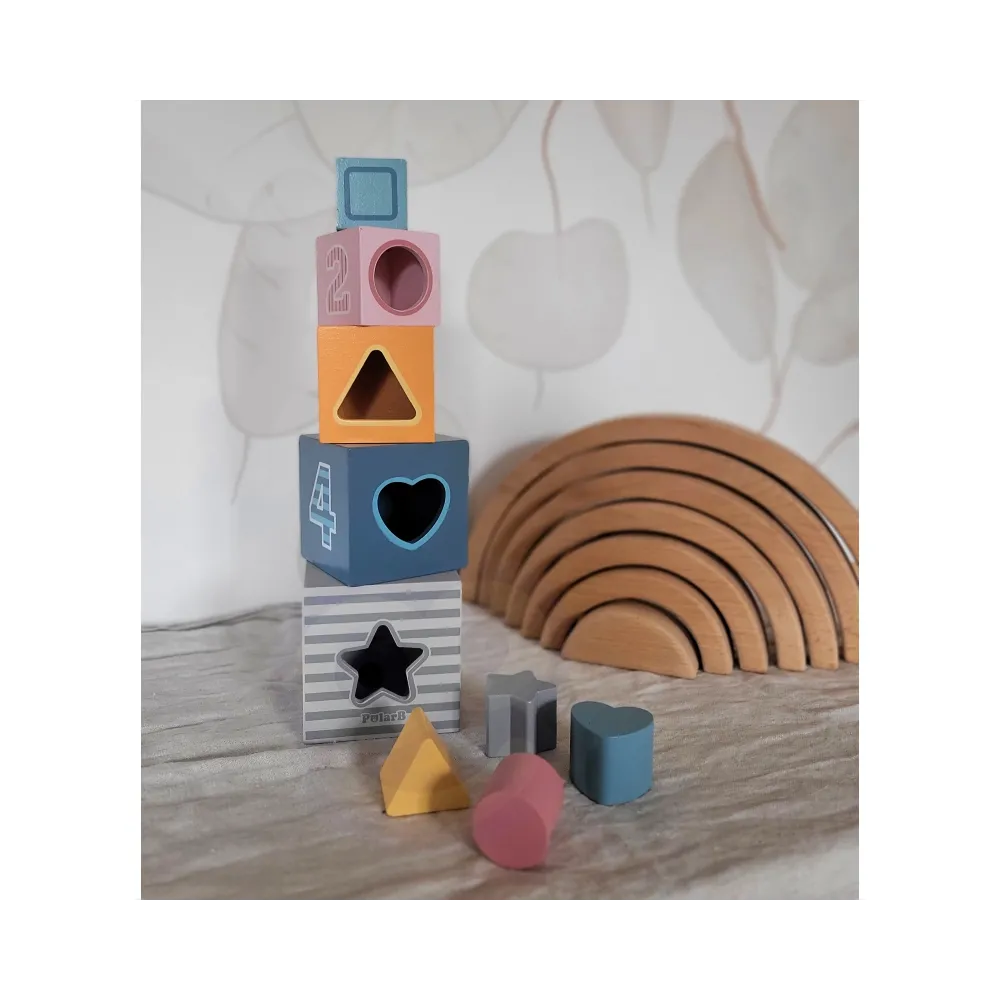 VIGA PolarB Piramidka Układanka edukacyjna Sorter Kostki Klocki