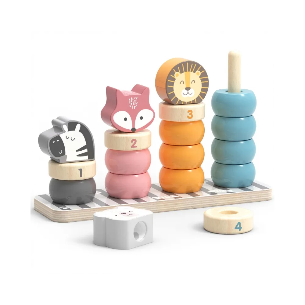 VIGA PolarB Drewniana Układanka Edukacyjna ze Zwierzątkami Montessori