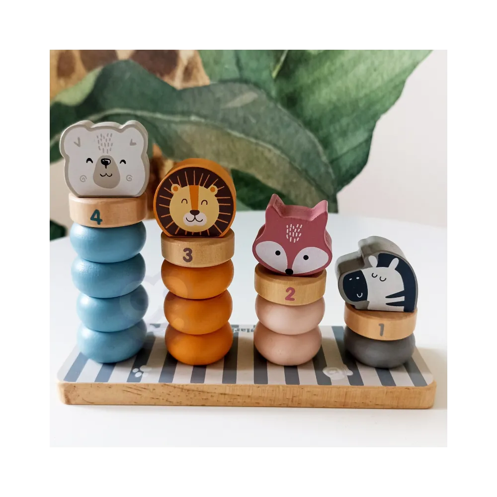 VIGA PolarB Drewniana Układanka Edukacyjna ze Zwierzątkami Montessori