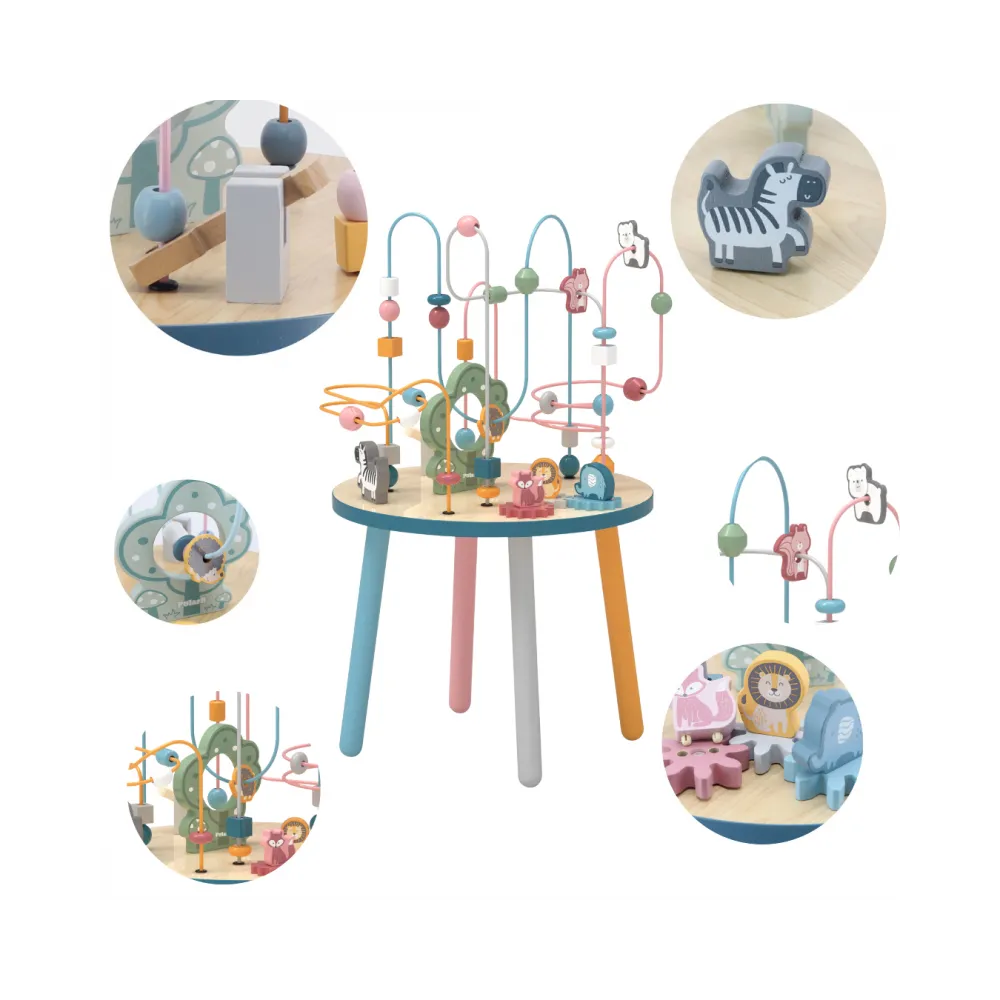 VIGA PolarB Drewniany Stolik Edukacyjny Manipulacyjny Przeplatanka Montessori