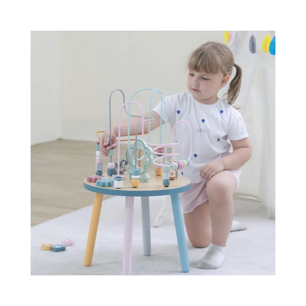 VIGA PolarB Drewniany Stolik Edukacyjny Manipulacyjny Przeplatanka Montessori