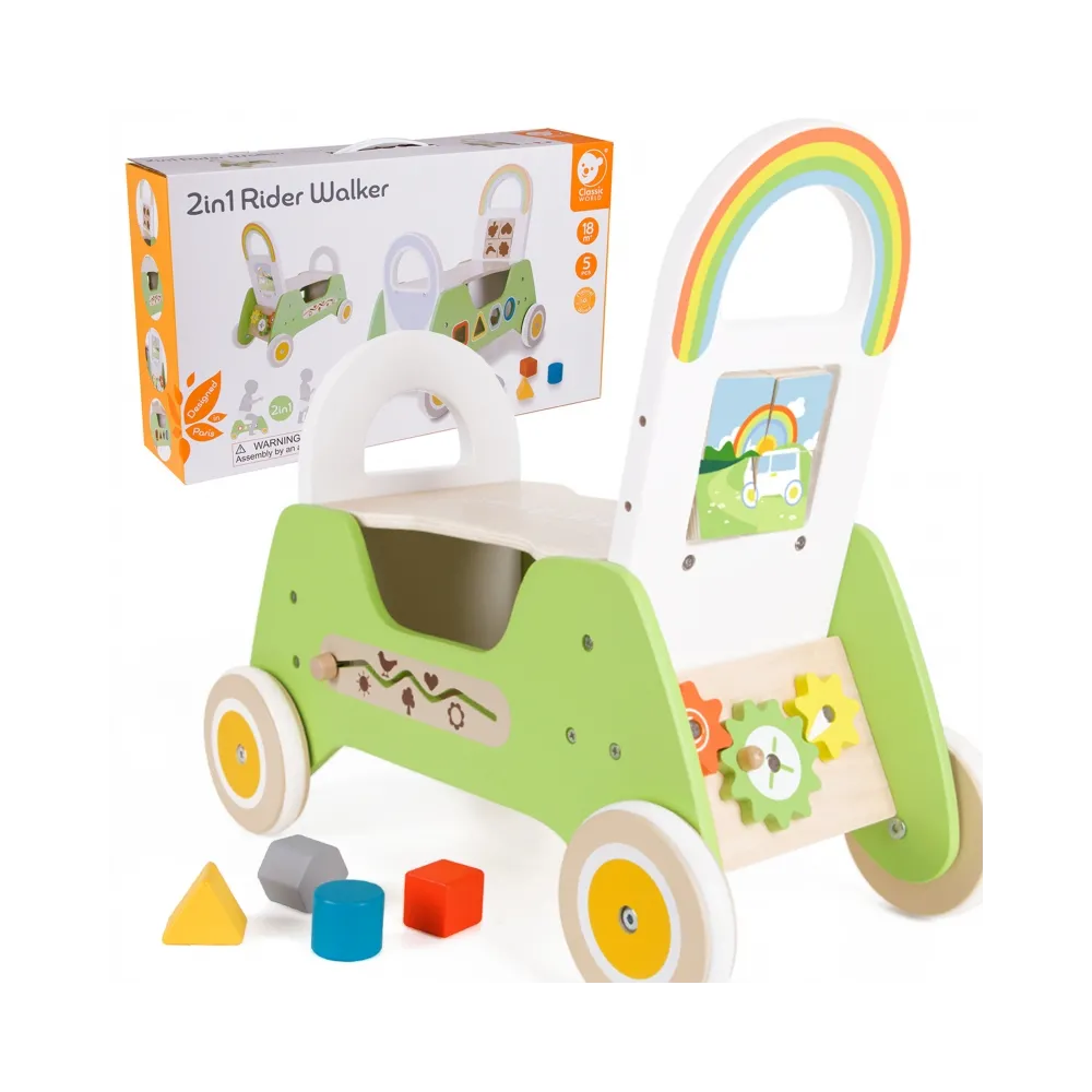 CLASSIC WORLD Drewniany Jeździk MONTESSORI Pchacz 2w1