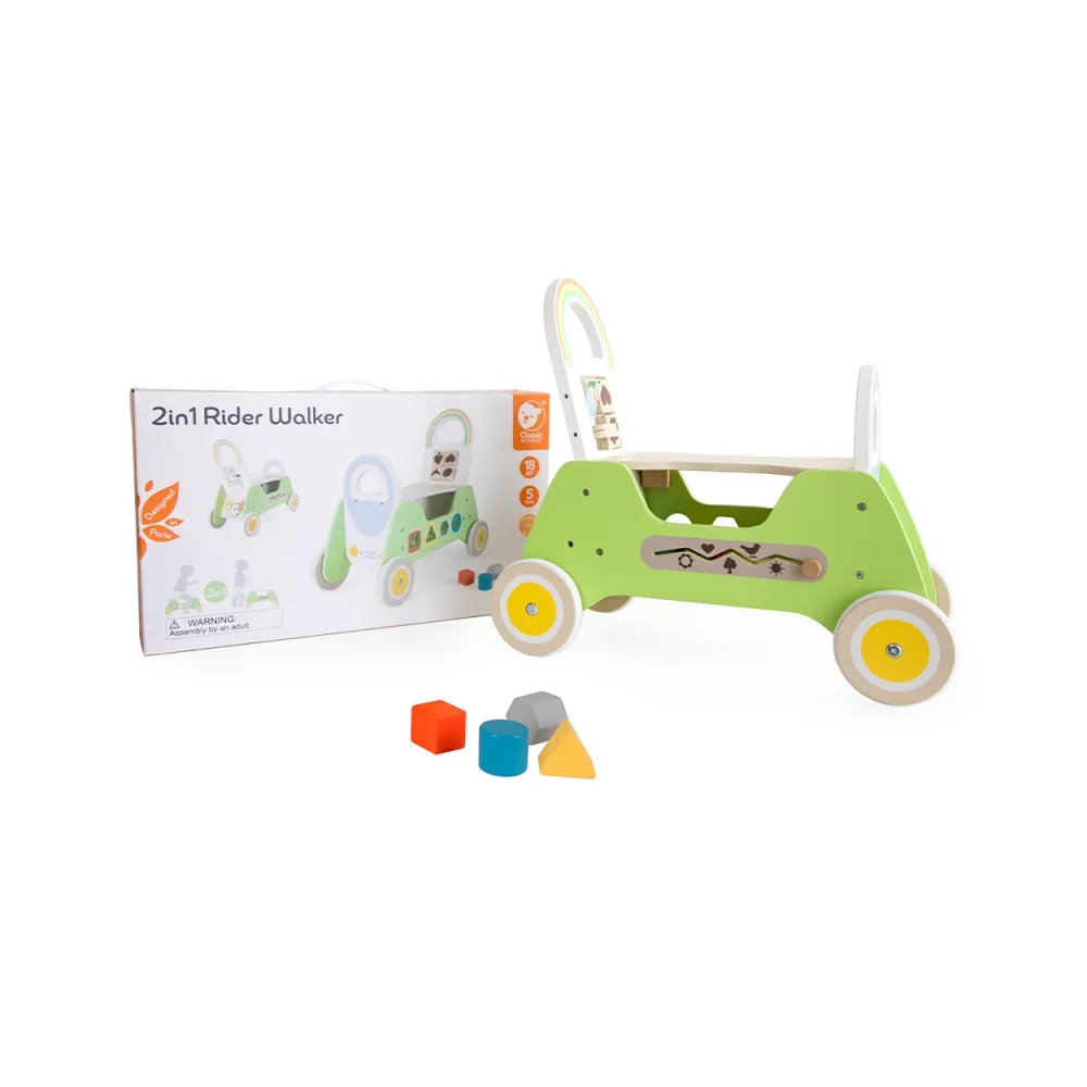 CLASSIC WORLD Drewniany Jeździk MONTESSORI Pchacz 2w1