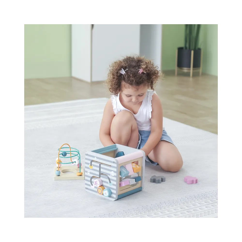 VIGA PolarB Activity Box Drewniane Edukacyjne Centrum Gier 5w1 kostka